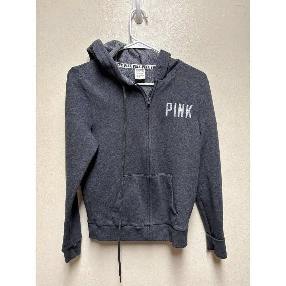 PINK Victoria’s Secret NEW YORK Statue Of Liberty Sequence Hoodie Full Zip small - Picture 2 of 6